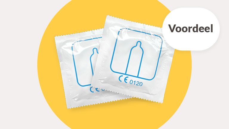 Foto met condooms in verpakking. Voordelig condooms bestellen