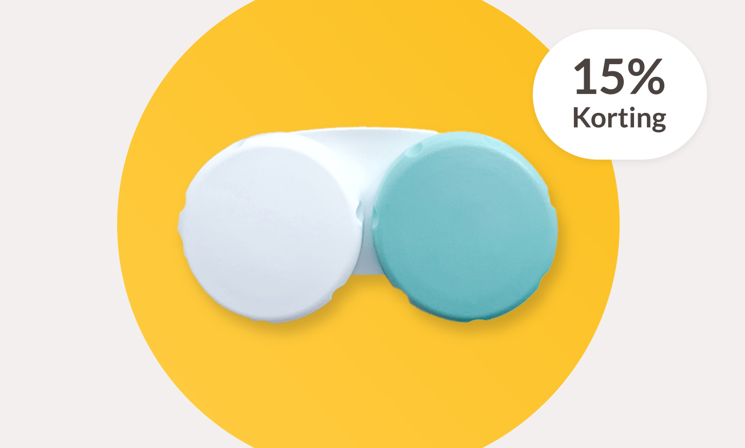 Foto van een bewaardoos voor lenzen, 15% korting op lenzen