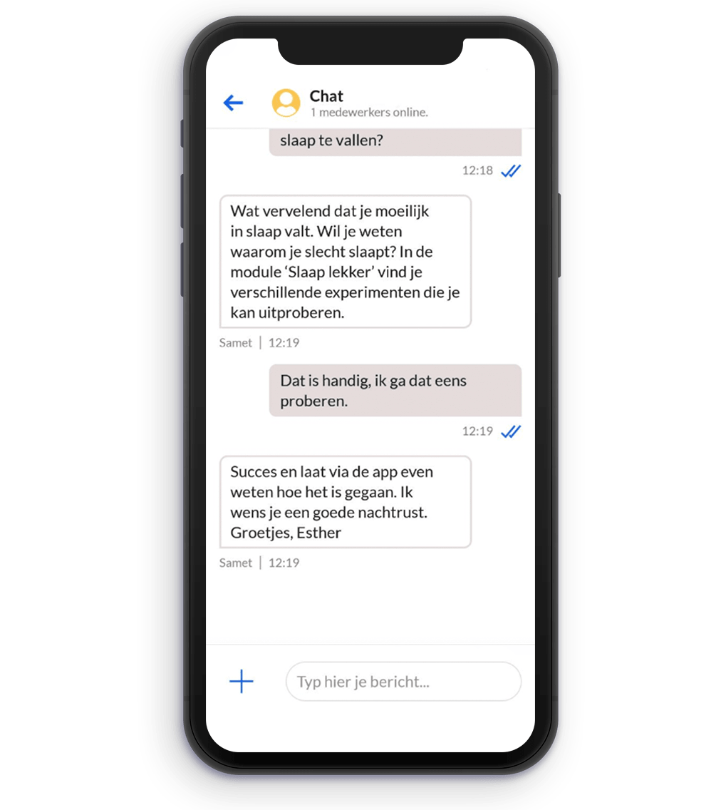 Foto mobiel met App de Mental coach op scherm