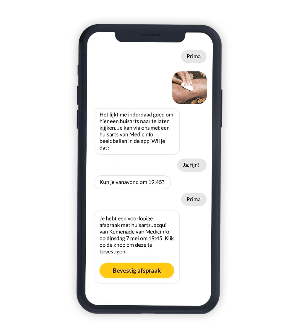Telefoon met App de Dokter in gebruik